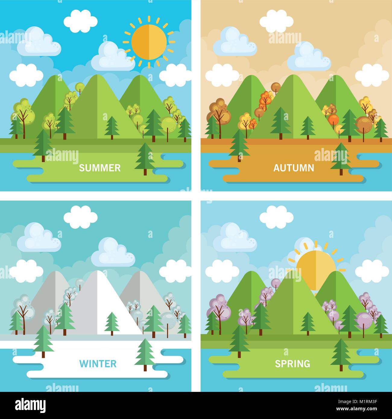 seasonal weather set landscapes Stock Vector Image & Art Alamy