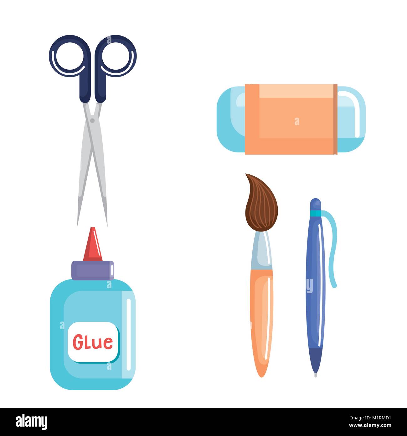 school supplies set icons Stock Vector Image & Art - Alamy