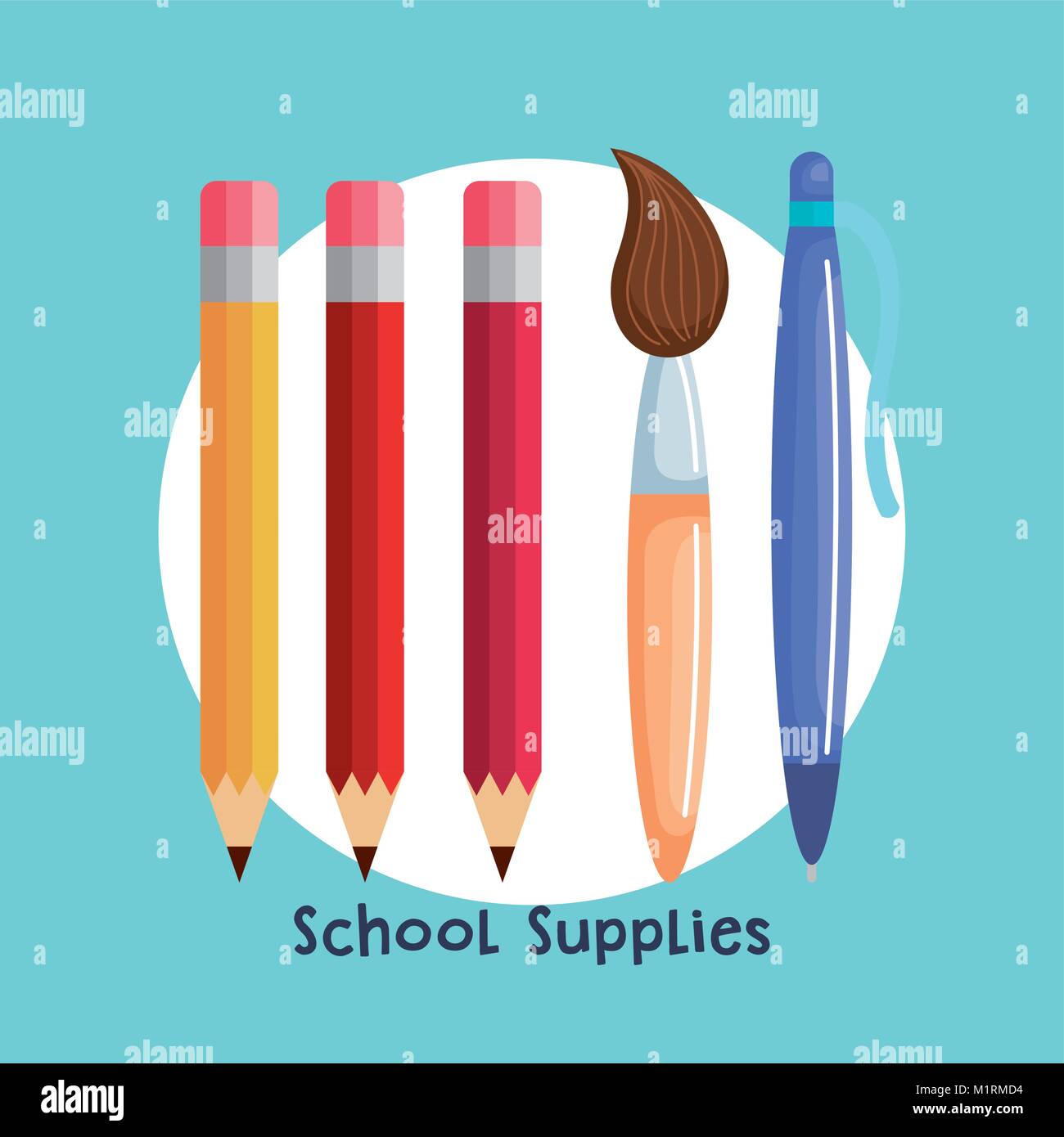 school supplies set icons Stock Vector Image & Art - Alamy