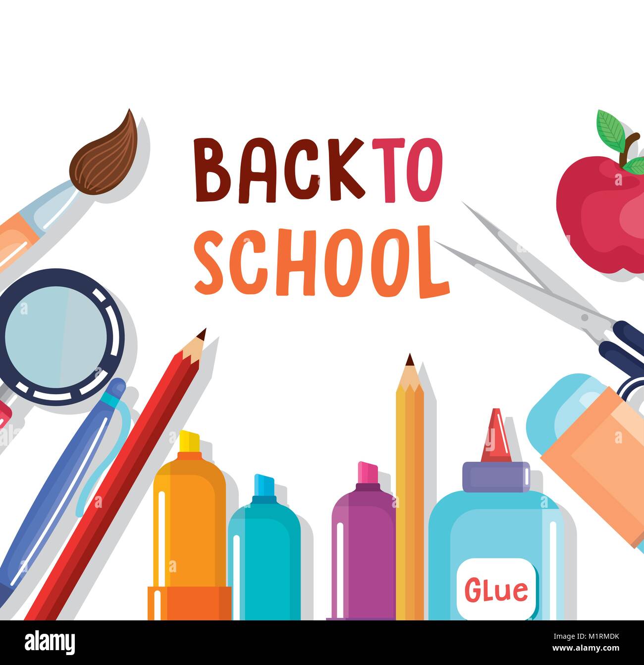 school supplies set icons Stock Vector Image & Art - Alamy