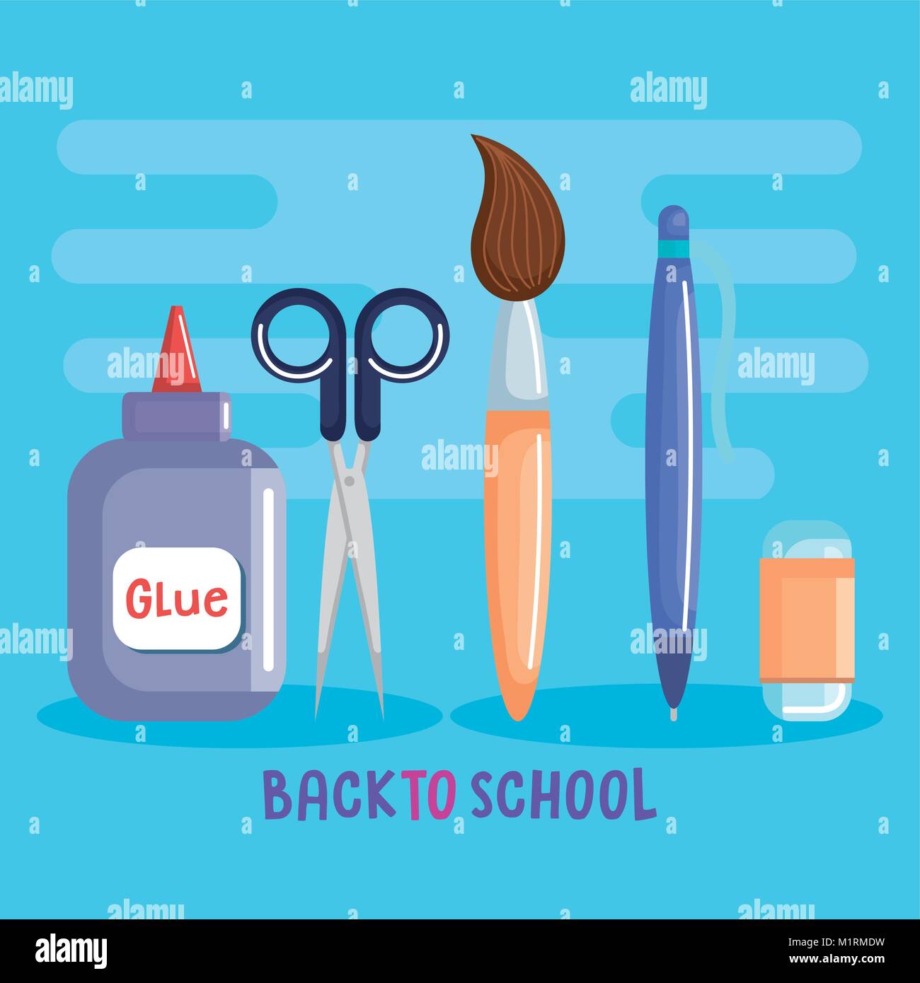 school supplies set icons Stock Vector Image & Art - Alamy