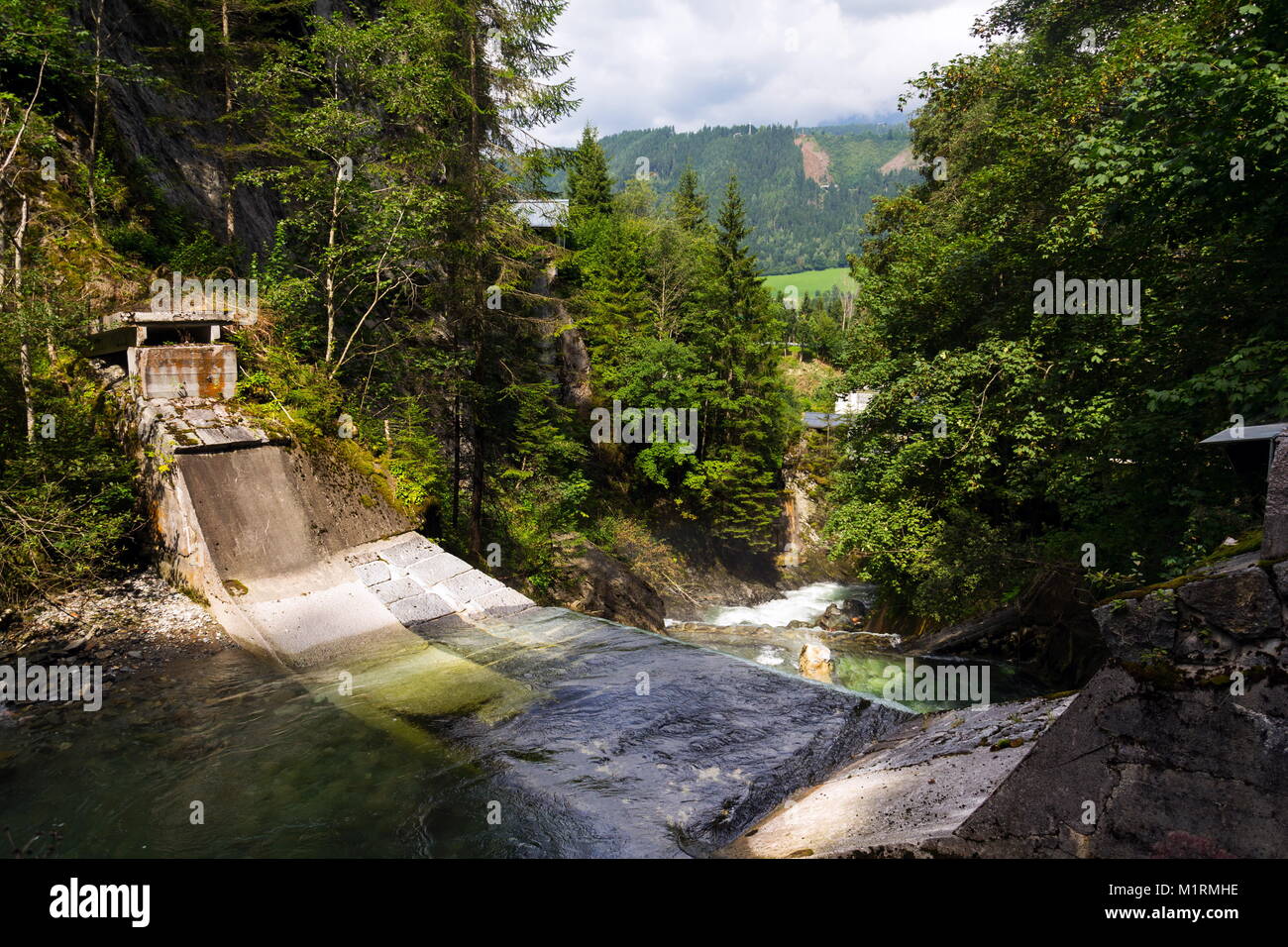 Waterfall on Talbach creek trail from Schladming to Untertal, Austria Stock Photo