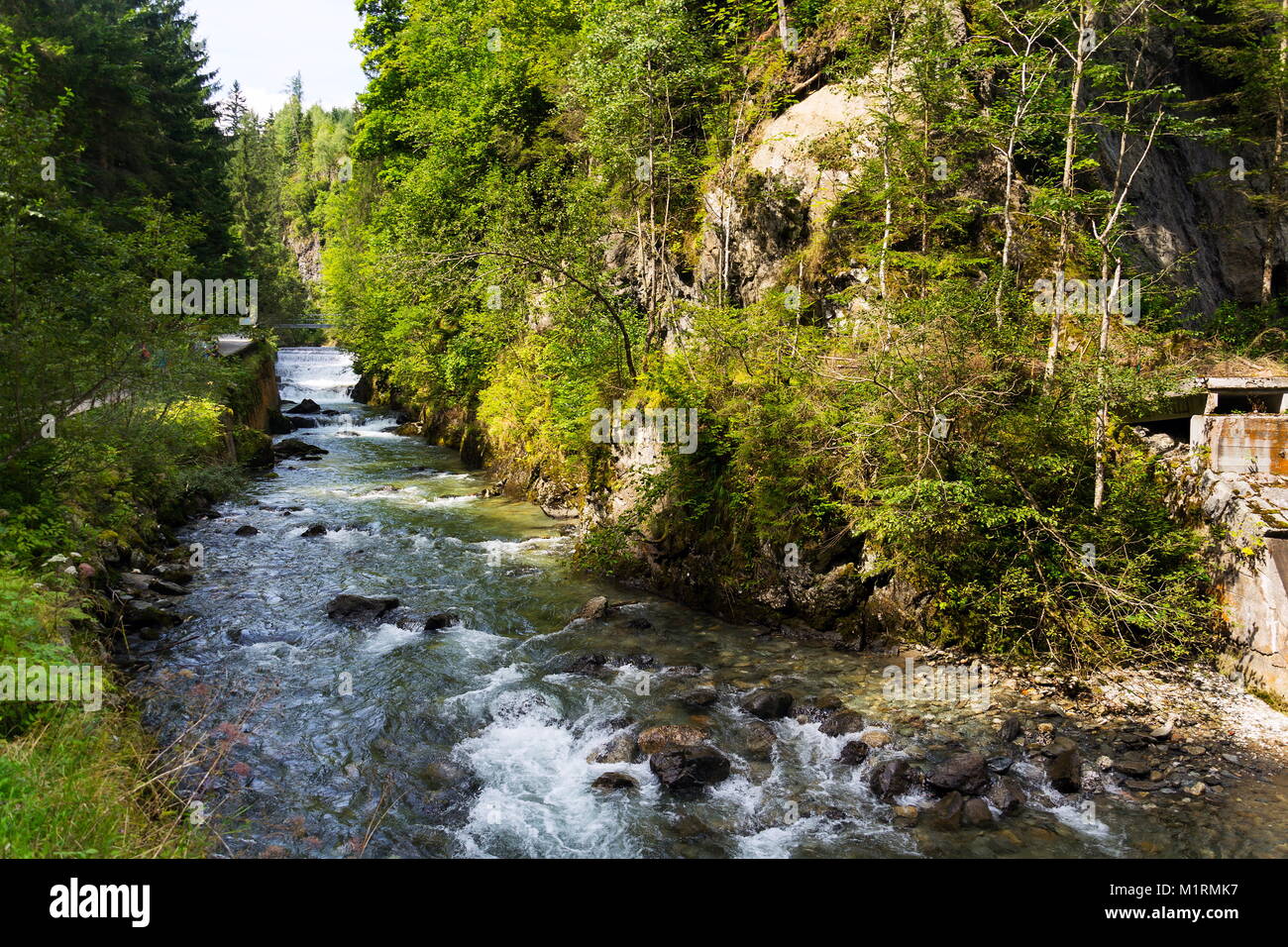 Waterfall on Talbach creek trail from Schladming to Untertal, Austria Stock Photo