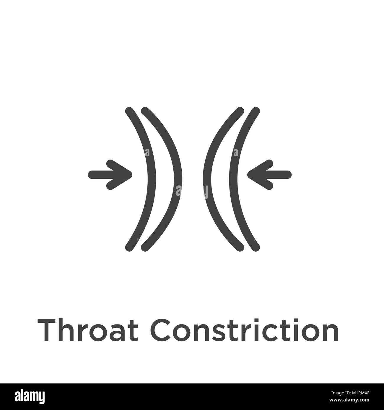 Throat Constriction with Pain & Trouble Breathing through the Air Way or Airway Stock Vector