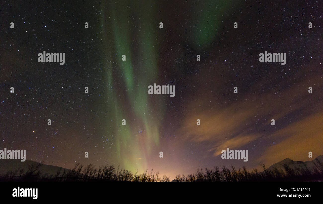 Tromso, Norway. Northern lights display. Stock Photo