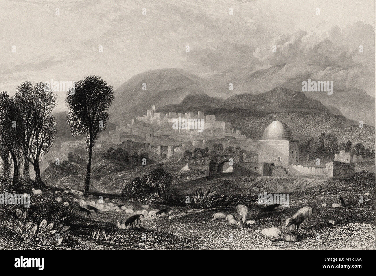 RAMAH Landscape Illustration of the Bible British engraving 19th