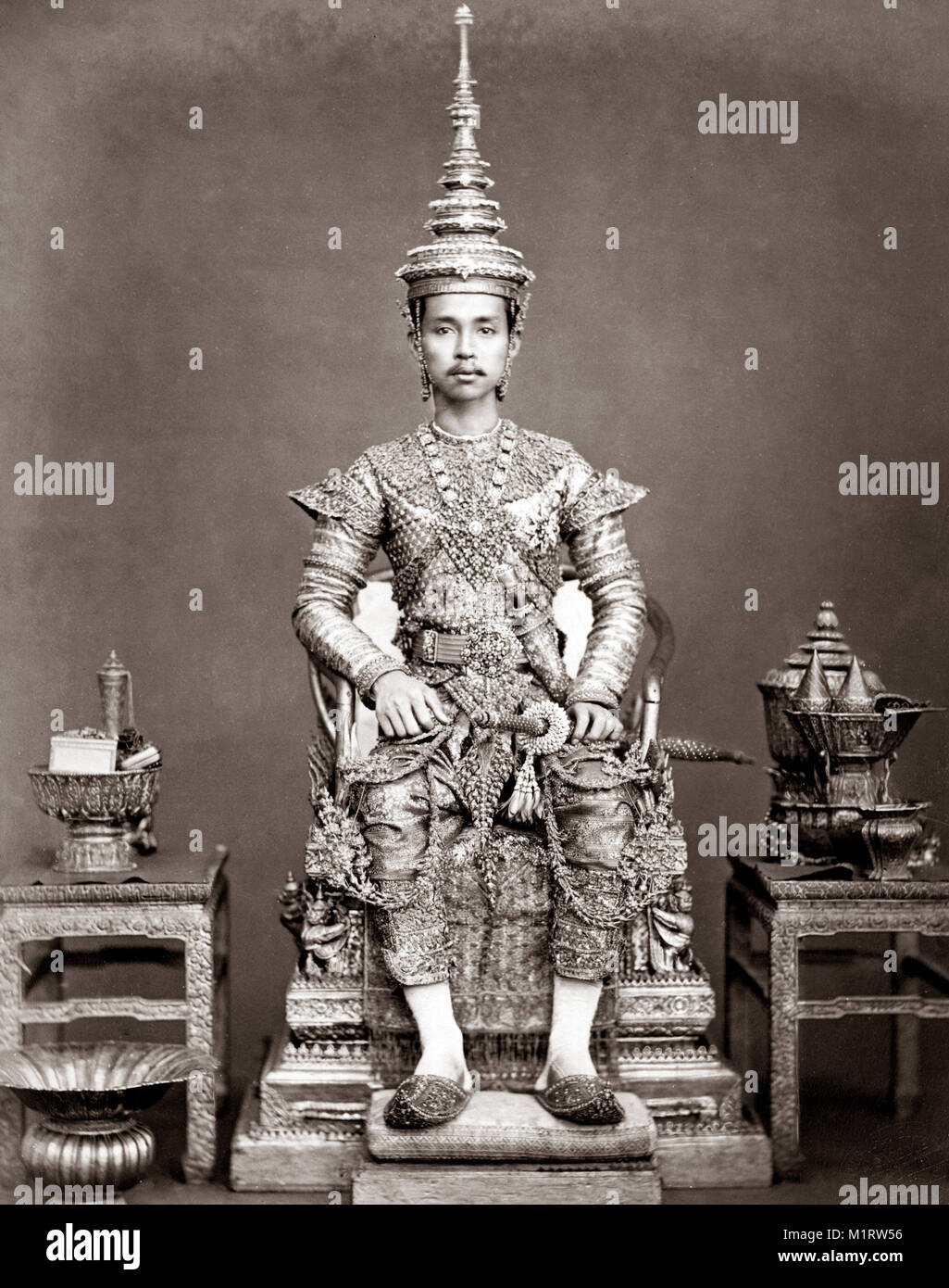 c.1873 South East Asia - Thailand Siam Chulalongkorn, King Rama V coronation Stock Photo