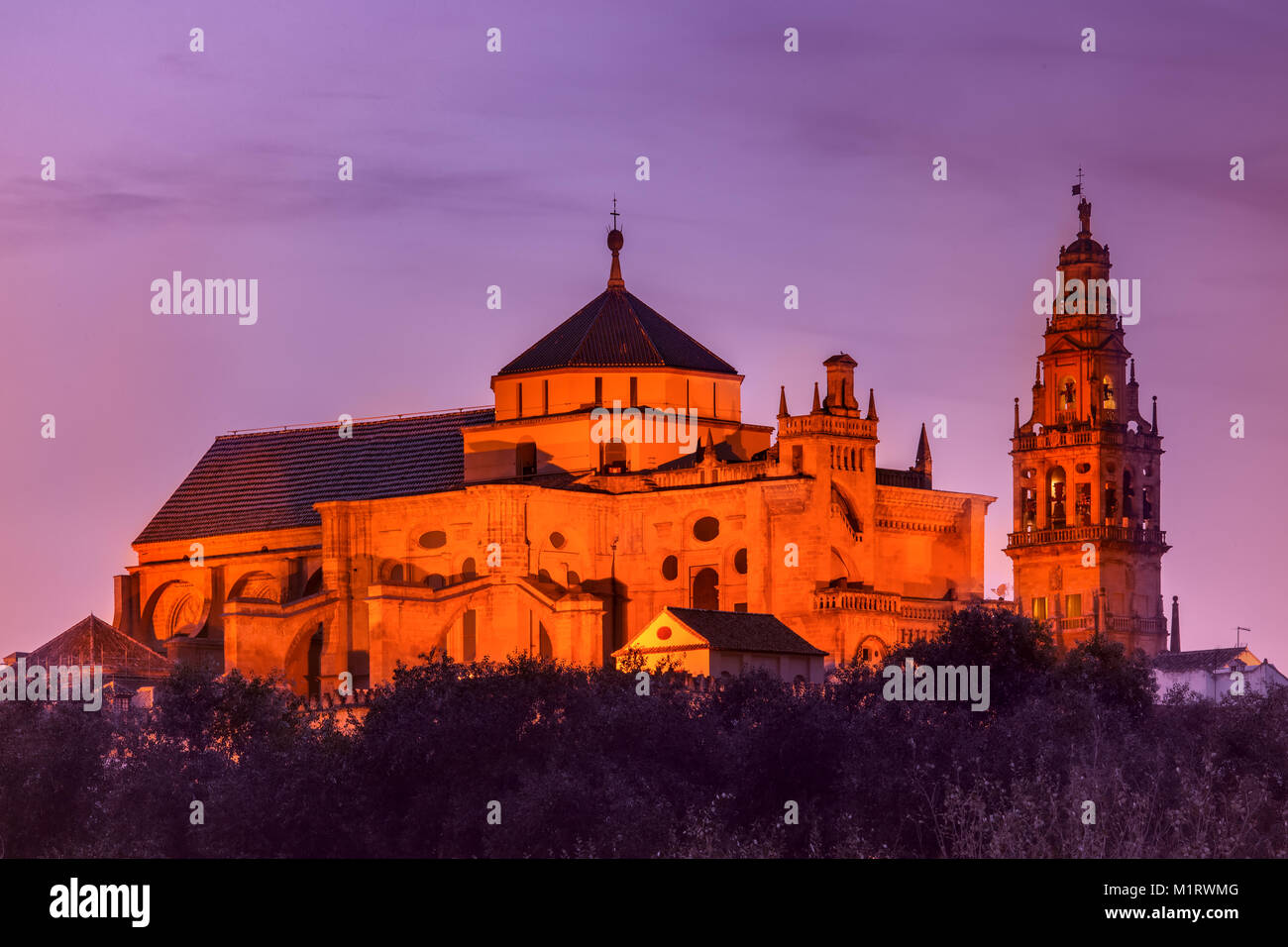 Illuminated Great Mosque Mezquita, Cordoba, Spain Stock Photo