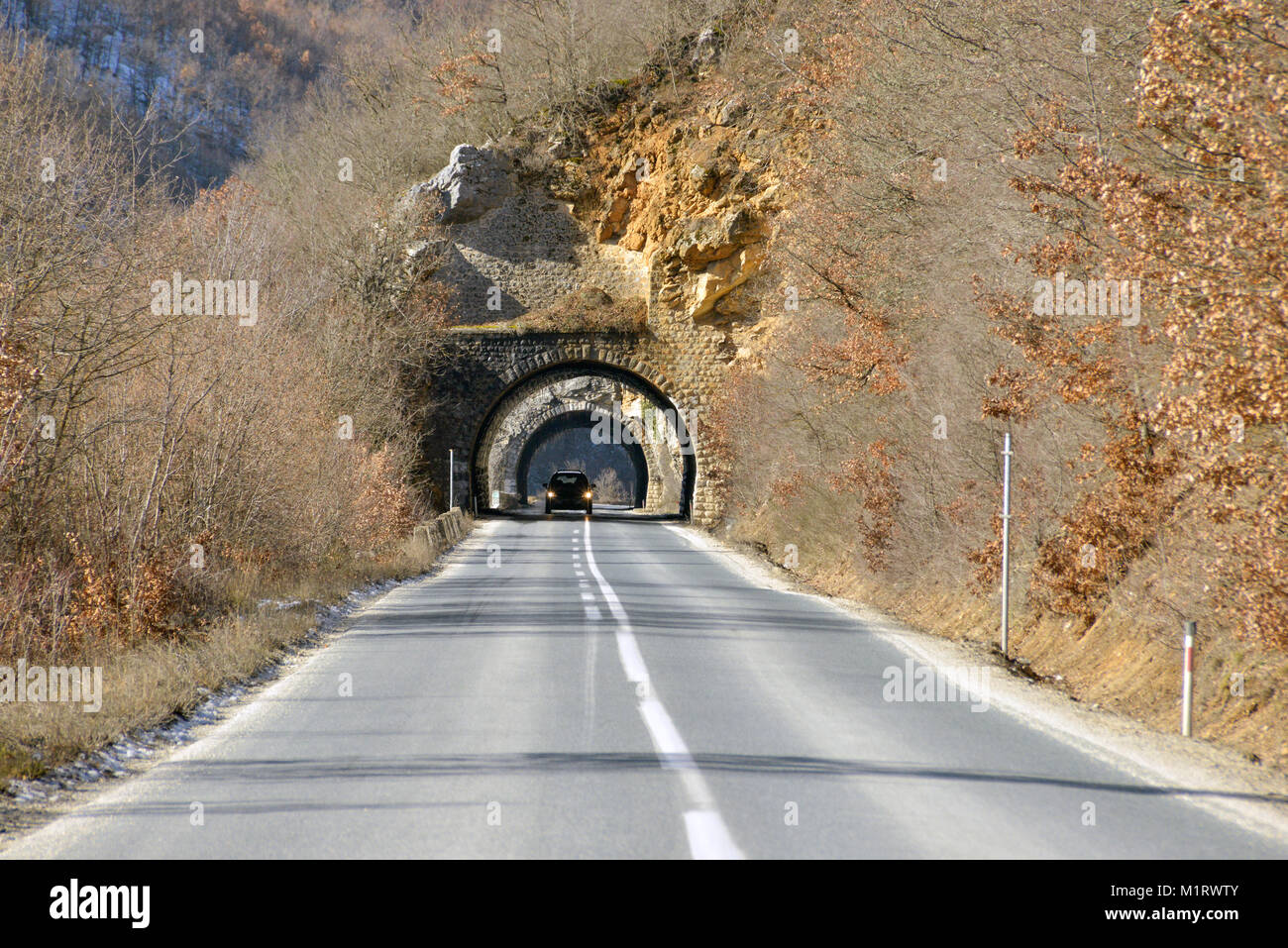 image of a two tunnels on the roat to ohrid,macedonia Stock Photo