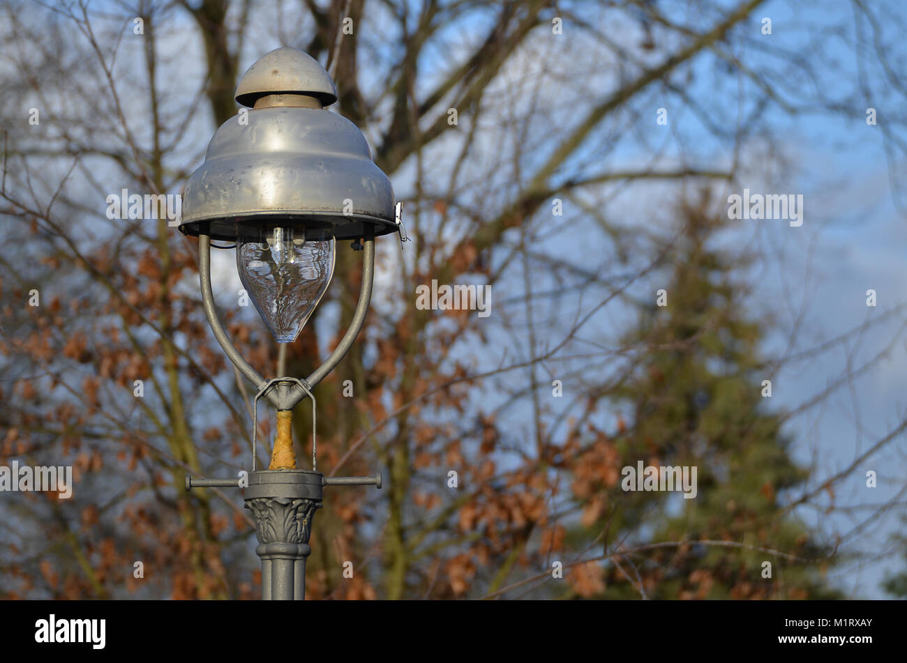 a gas lantern on Berlin streets at daytime in closeup Stock Photo