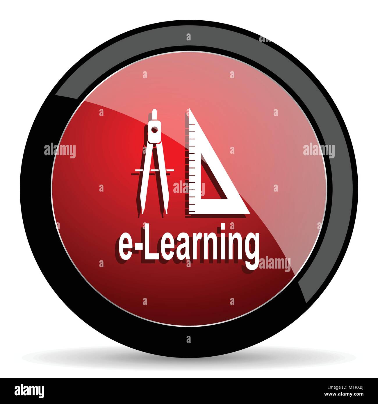 Learning vector icon. Modern design red and black glossy web and mobile ...