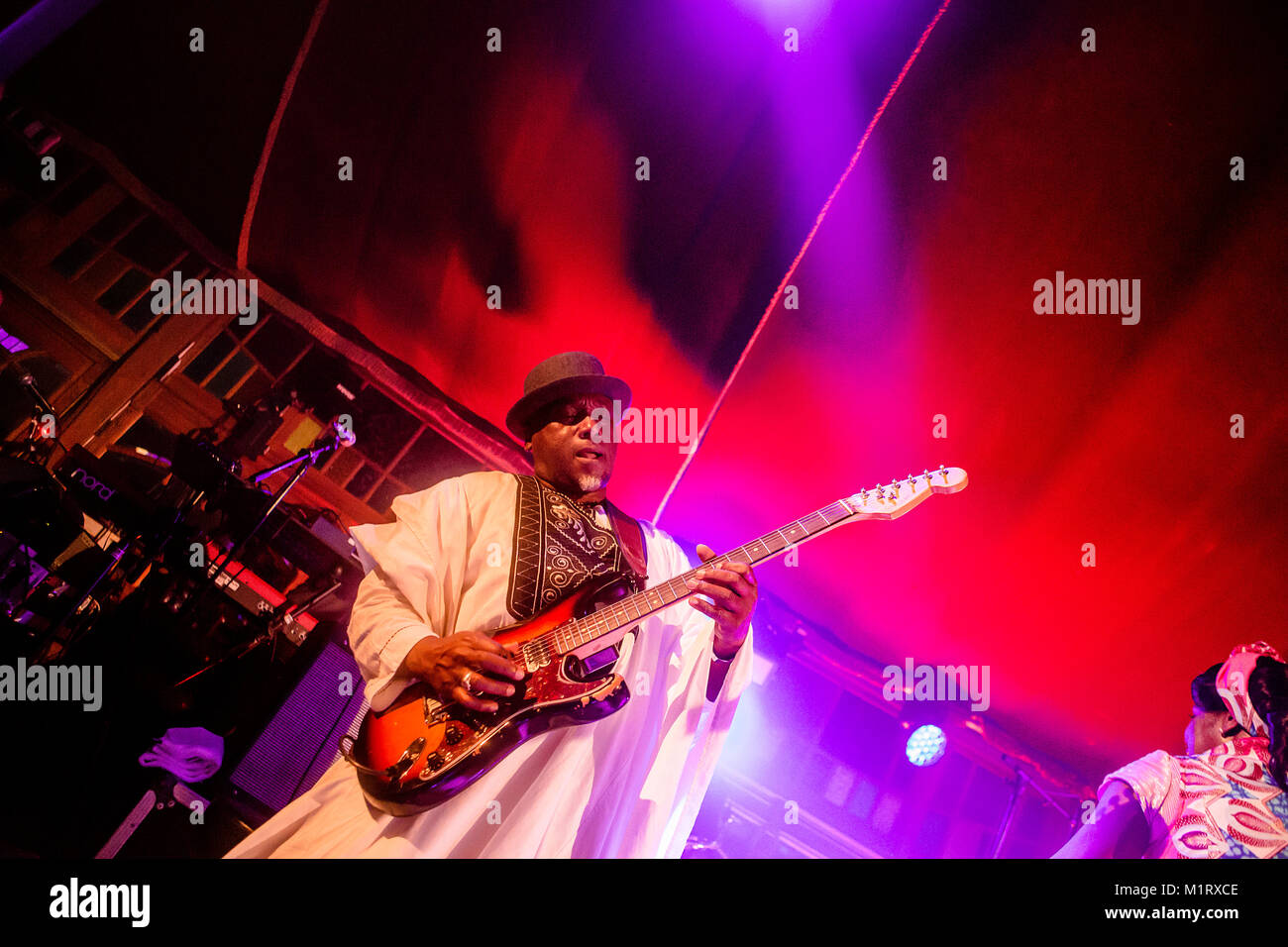 The English band Ibibio Sound Machine performs a live concert at the
