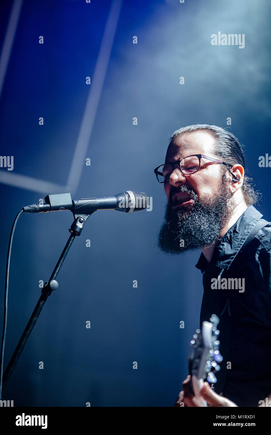 The Norwegian multi-instrumentalist, composer and songwriter Vegard Sverre Tveitan is better known by his moniker Ihsahn and here performs a live concert at the Norwegian heavy metal festival Blastfest 2016 in Bergen. Norway, 20/02 2016. Stock Photo