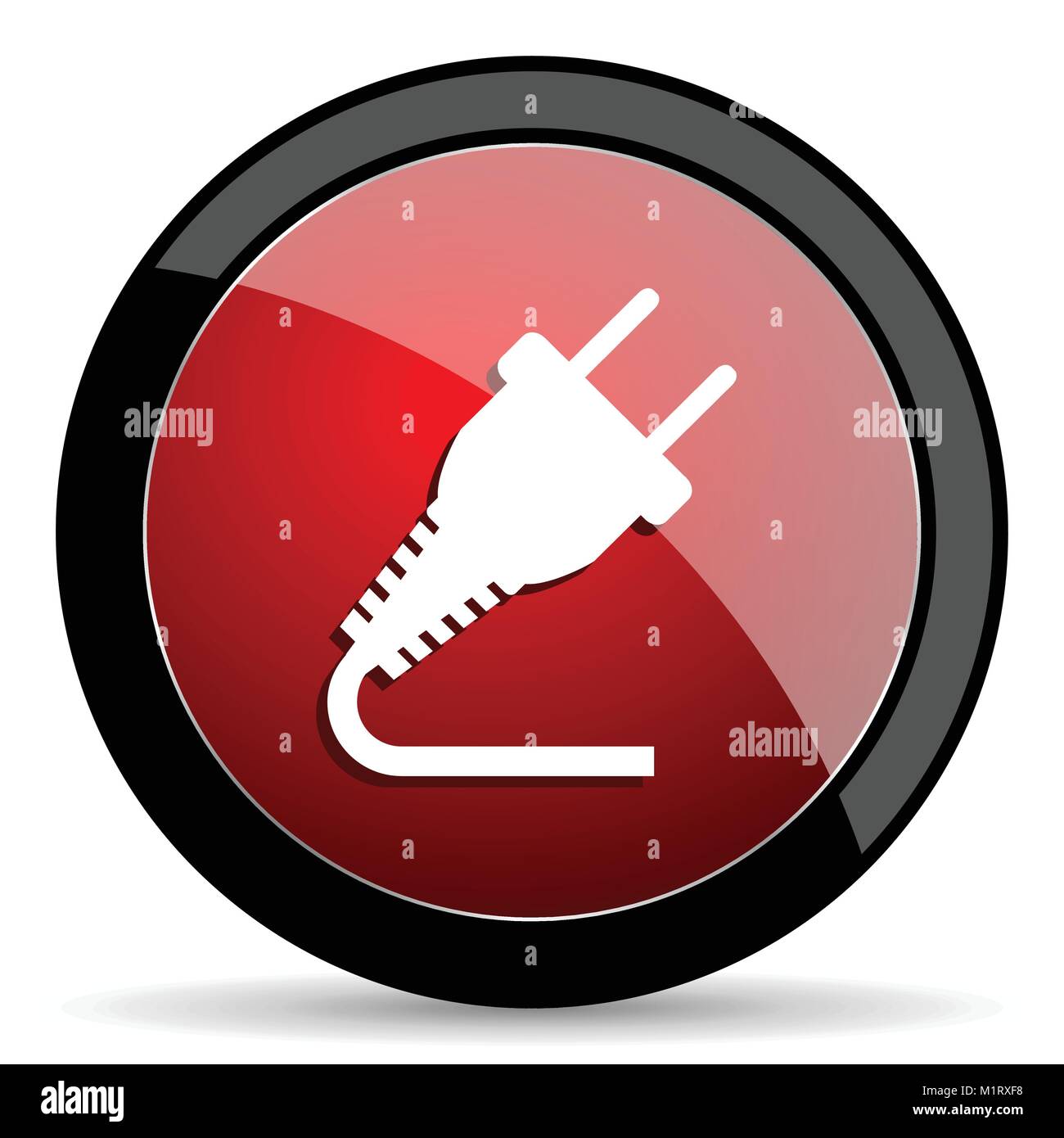 Plug vector icon. Modern design red and black glossy web and mobile ...