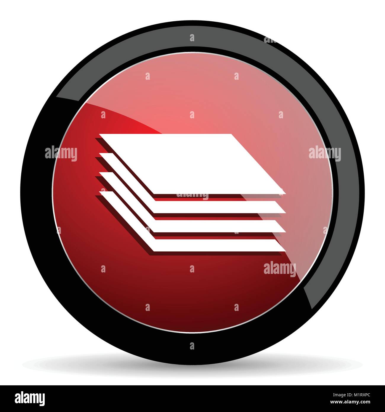 Layers vector icon. Modern design red and black glossy web and mobile applications button in eps 10 Stock Vector