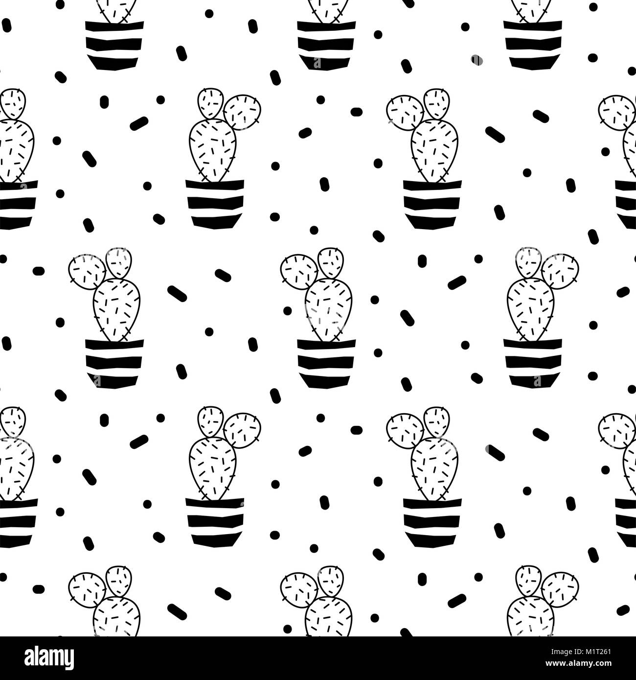 Seamless pattern cactus in Black and White Stock Photos & Images - Alamy