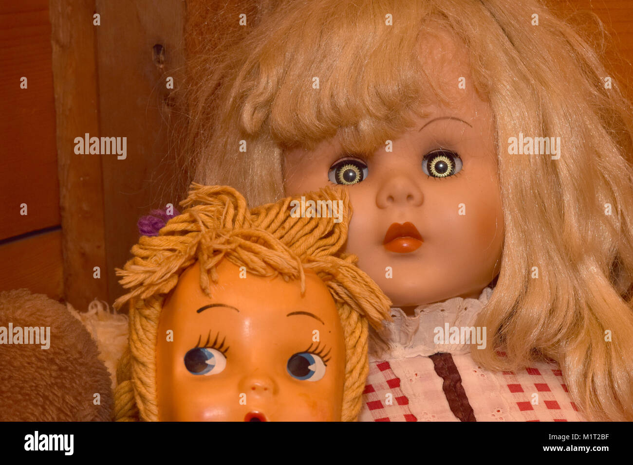 Vintage Dolls with Creepy Glass Eyes Stock Photo Alamy