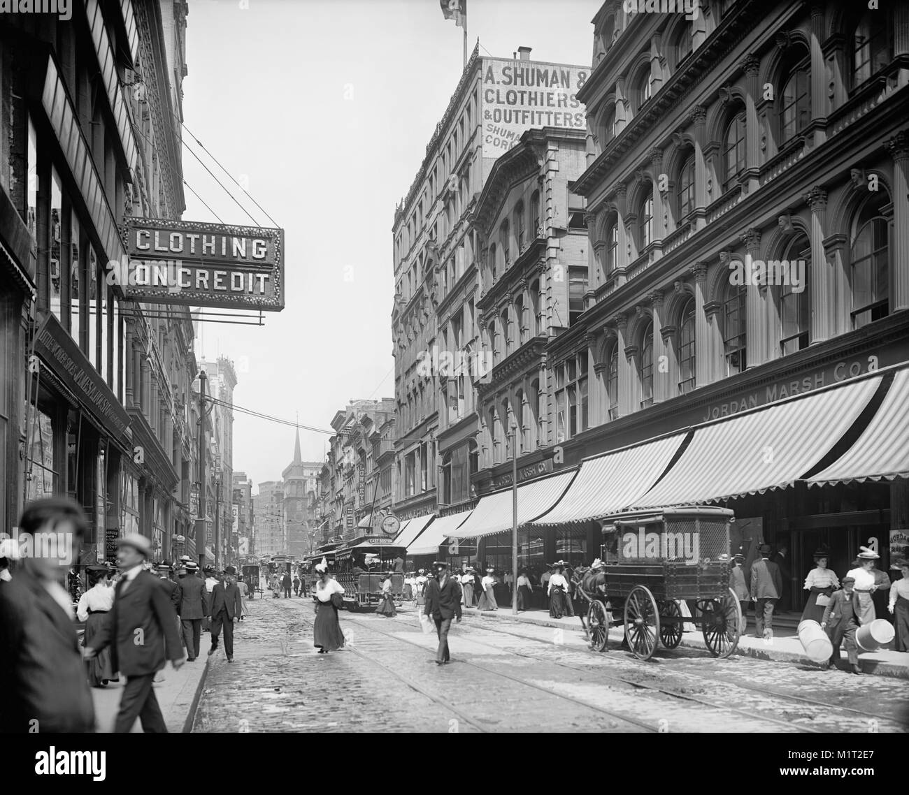 Washington Street Looking North from Temple Place, Boston, Massachusetts, USA, Detroit Publishing Company, 1905 Stock Photo