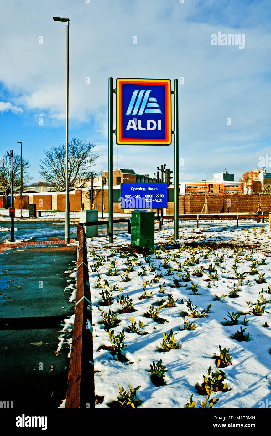 Aldo store sign, Tedder Avenue, Thornaby on Tees, Cleveland Stock Photo