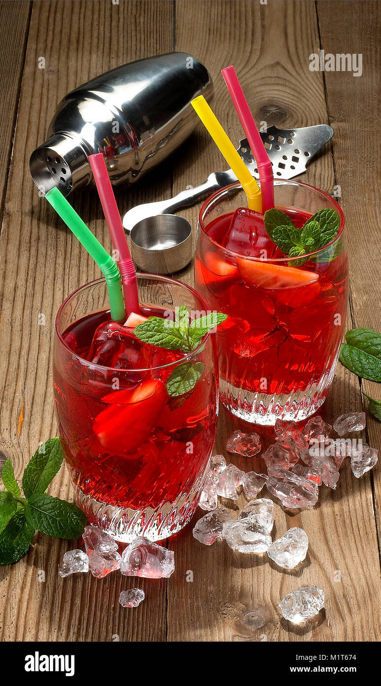 Red Summer Cocktail Stock Photo