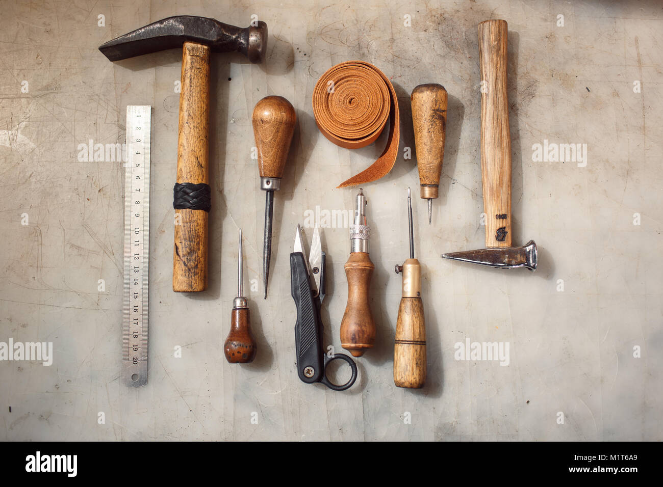 The tools of a tanner for working with leather Stock Photo Alamy