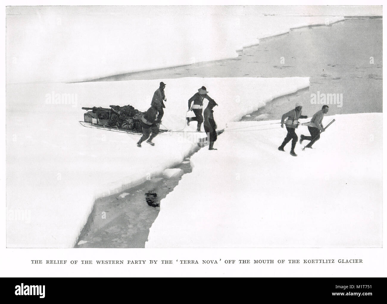 Second Western Party, rescued from ice by HMS Terra Nova, 18 February 1912.  The last expedition of Robert Falcon Scott Stock Photo