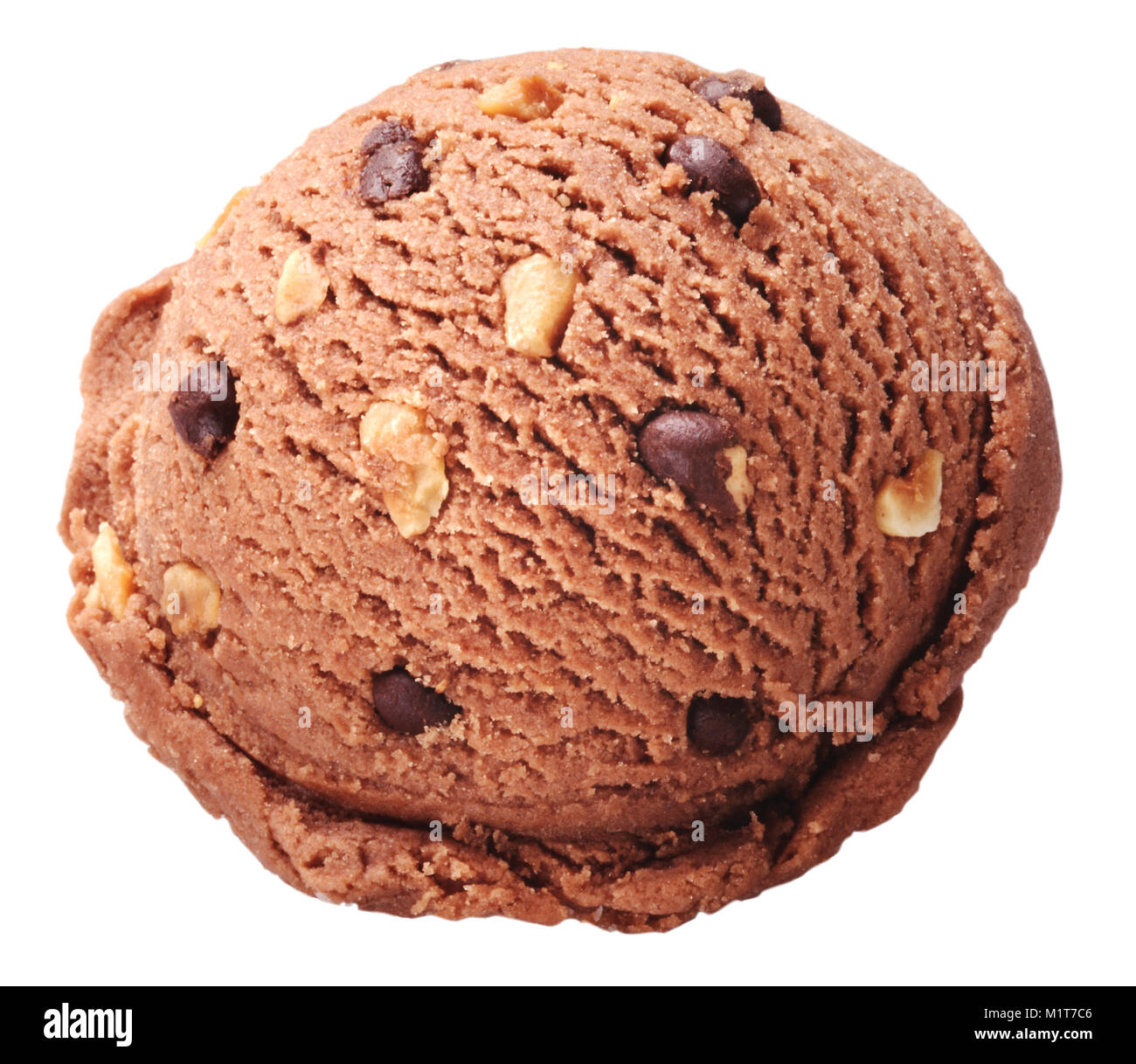 cookies and cream ice cream scoop refreshment sweet summer clipping path on  white background Stock Photo