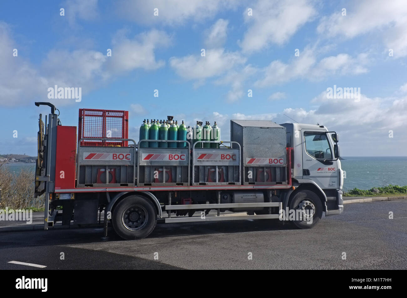 BOC Gas delivery lorry parked up in Falmouth, Cornwall Stock Photo