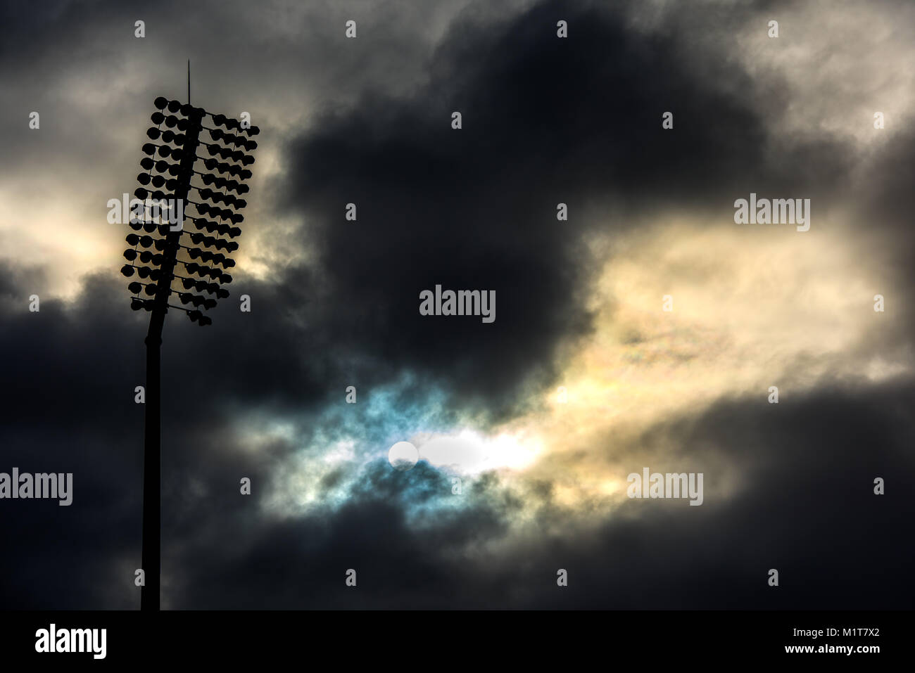 Floodlight at Lancashire Cricket Club, Manchester Stock Photo - Alamy