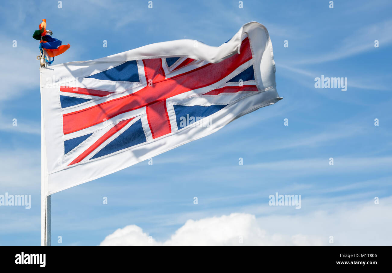 The british flag waving in the wind Stock Photo Alamy