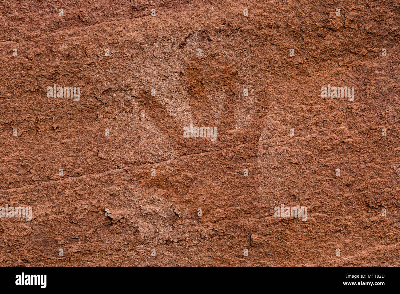 Hand Print at Big Ruin, an Ancestral Pueblo village site within Salt Creek Canyon in The Needles District of Canyonlands National Park, Utah, USA Stock Photo