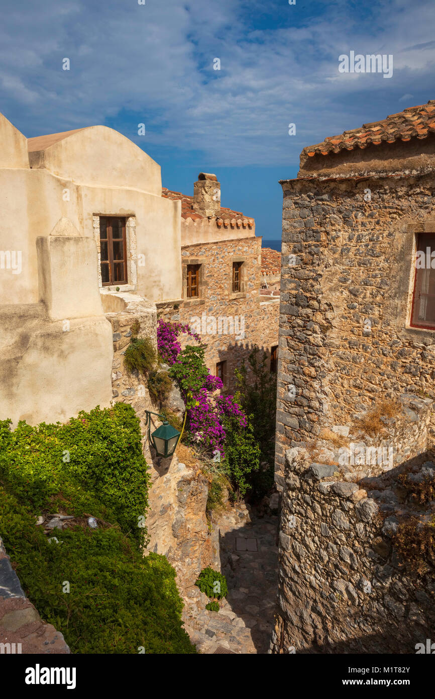 Beautiful ancient town Monemvasia in Greece Stock Photo