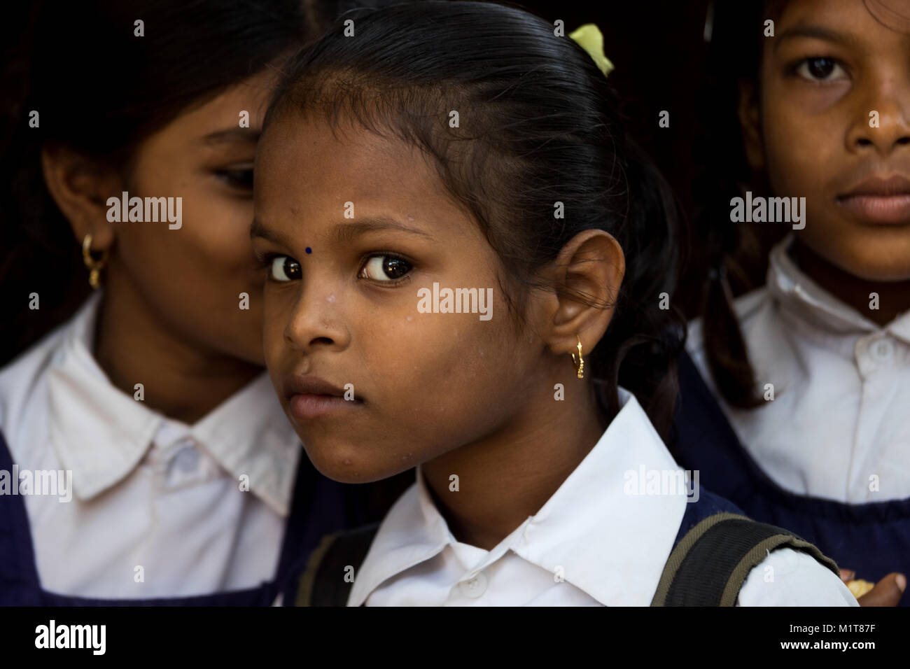 Mumbai, India-November 6, 2017: Group of students in a school in rural areas of Mumbai. Stock Photo