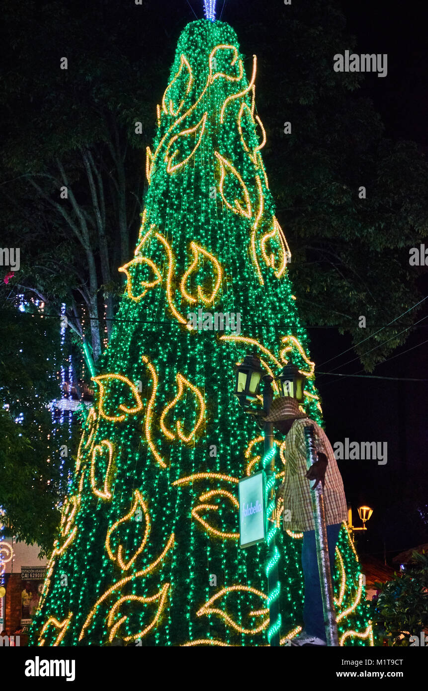 Bogota, Colombia - December 30, 2014: Christmas Tree In The Usaquen 