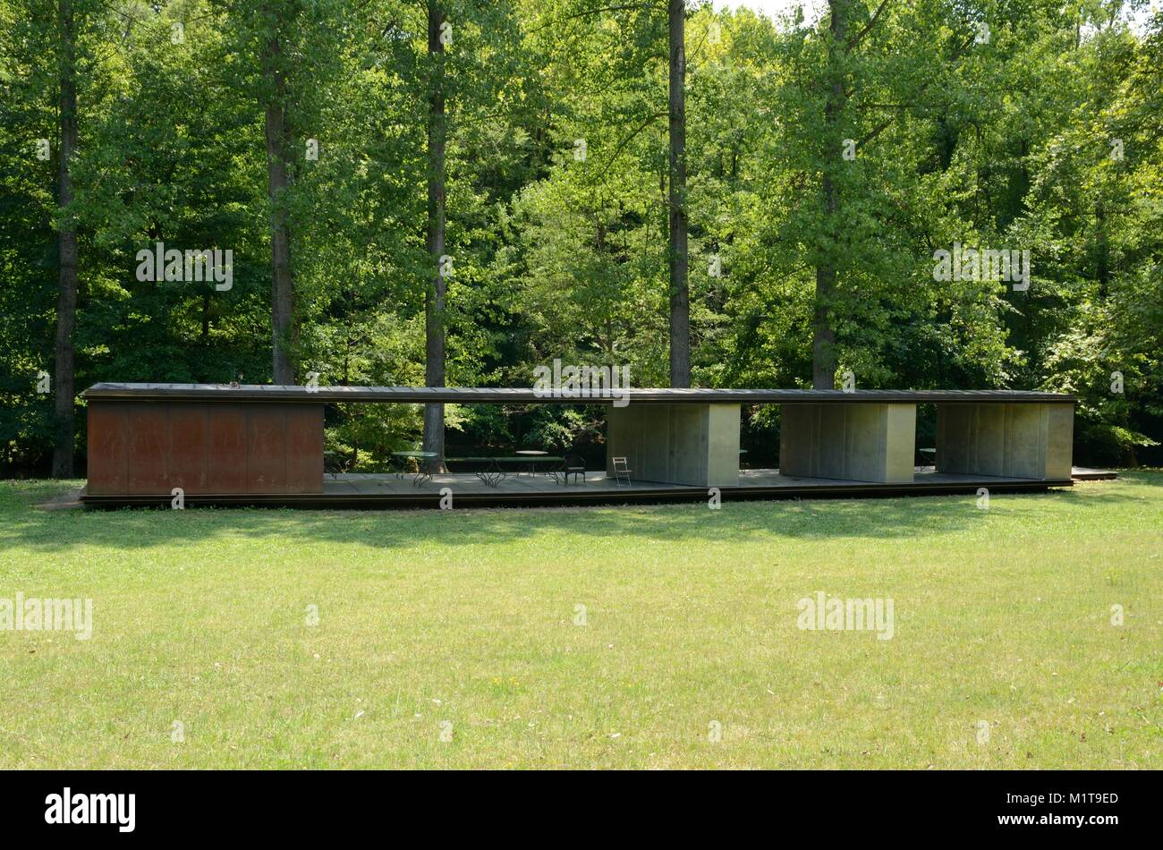 Bathing Pavilion designed  by RCR architects located in Olot,Girona, Catalonia, Spain. Stock Photo
