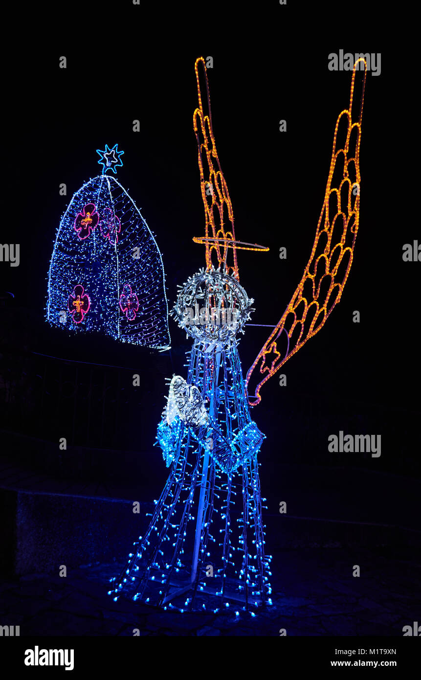 BOGOTA, COLOMBIA - JANURAY 6, 2015: Some Christmas decoration at the top of the hill Monserrate, in Bogota. Stock Photo