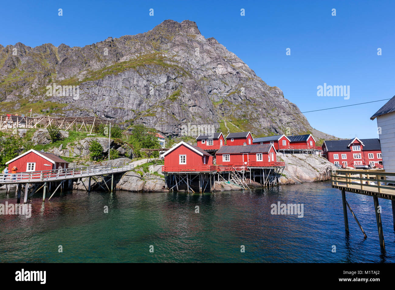 Å, a small fishing village specializing in stockfish, with red wooden Rorbu Cabins, Moskenes