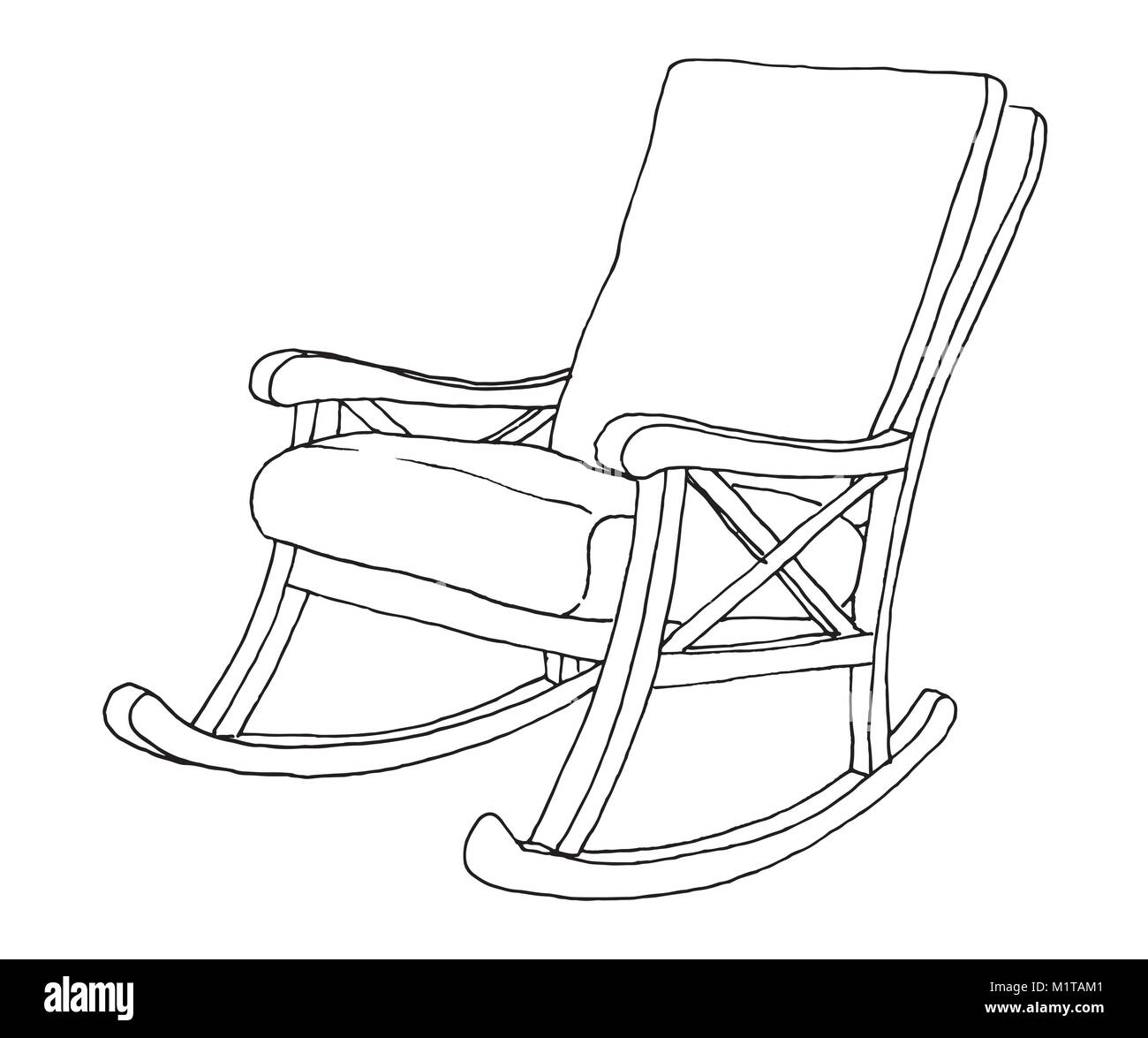 Rocking Chair Isolated On White Background Sketch A Comfortable