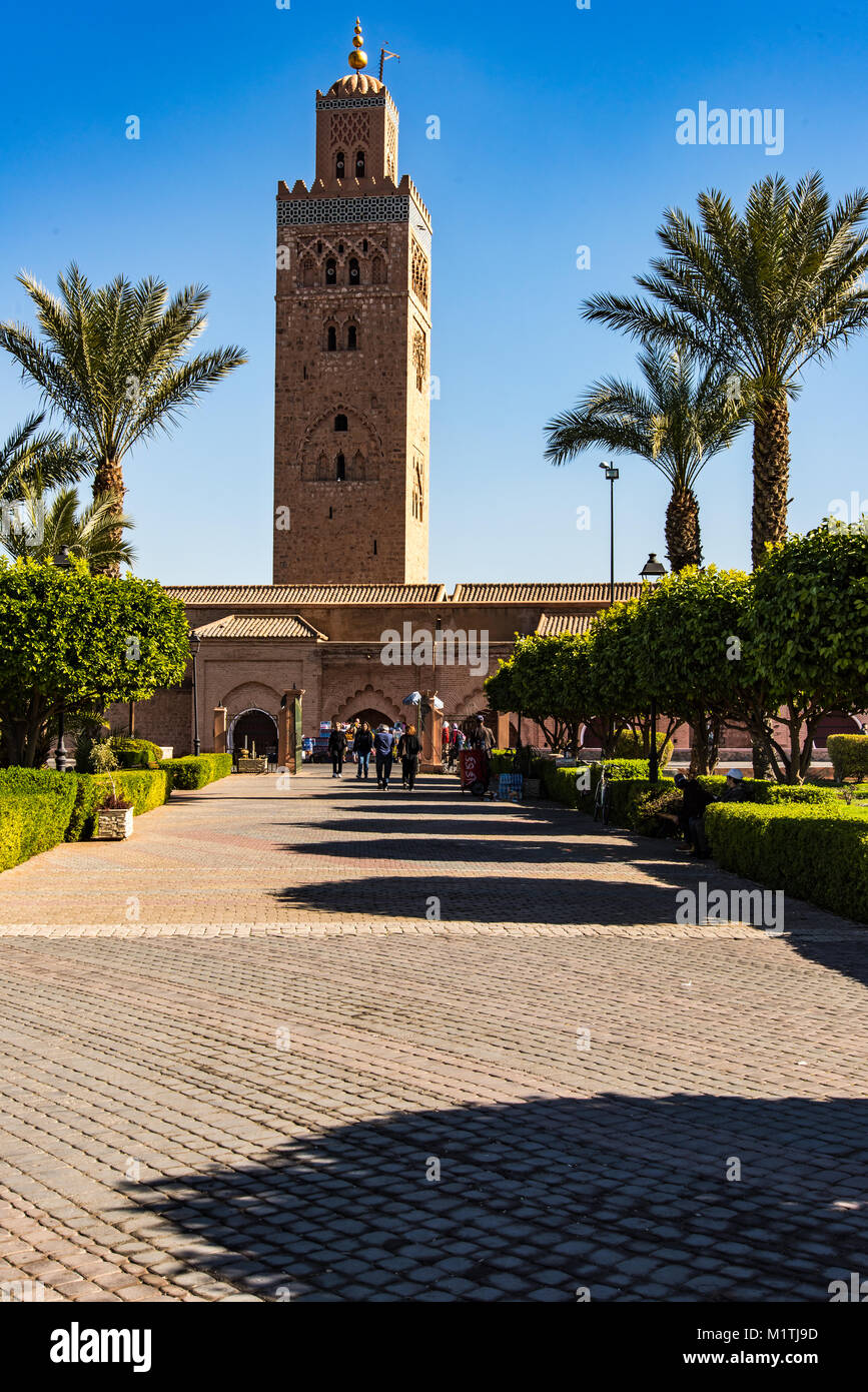 Marrakech Morocco January 24th 2018 Famous Koutoubia Mosque Seen marrakech-morocco-january-24th-2018-famous-koutoubia-mosque-seen