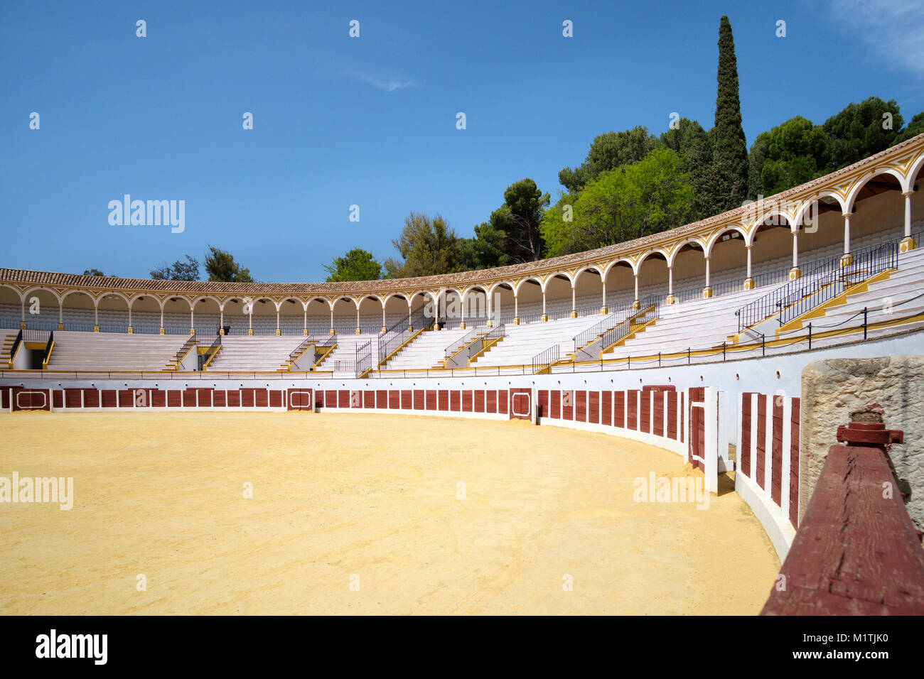 Interior of the bullring, Plaza de Torro, Antequera, Malaga Province, Andalusia, Spain Stock Photo