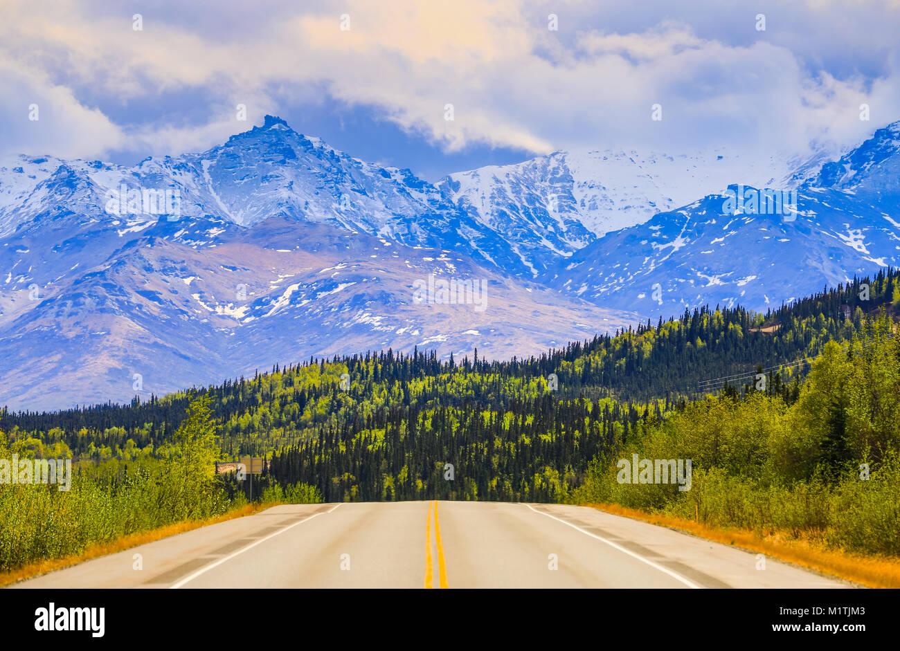 Driving the Parks Highway near Denali National Park and Preserve