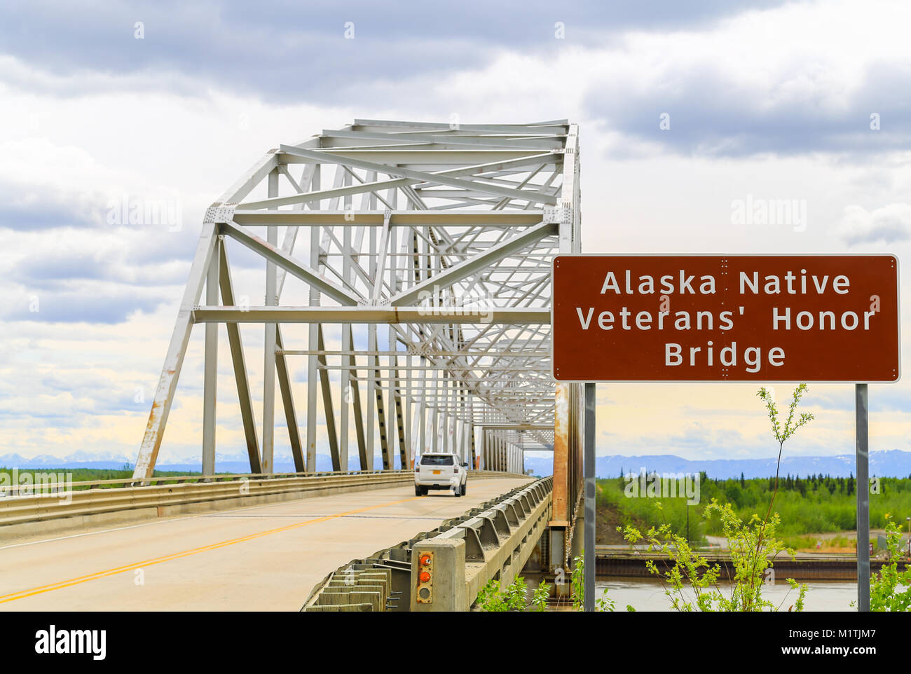 Nenana, Alaska, USA May 24, 2017 Street sign for the Alaska Native