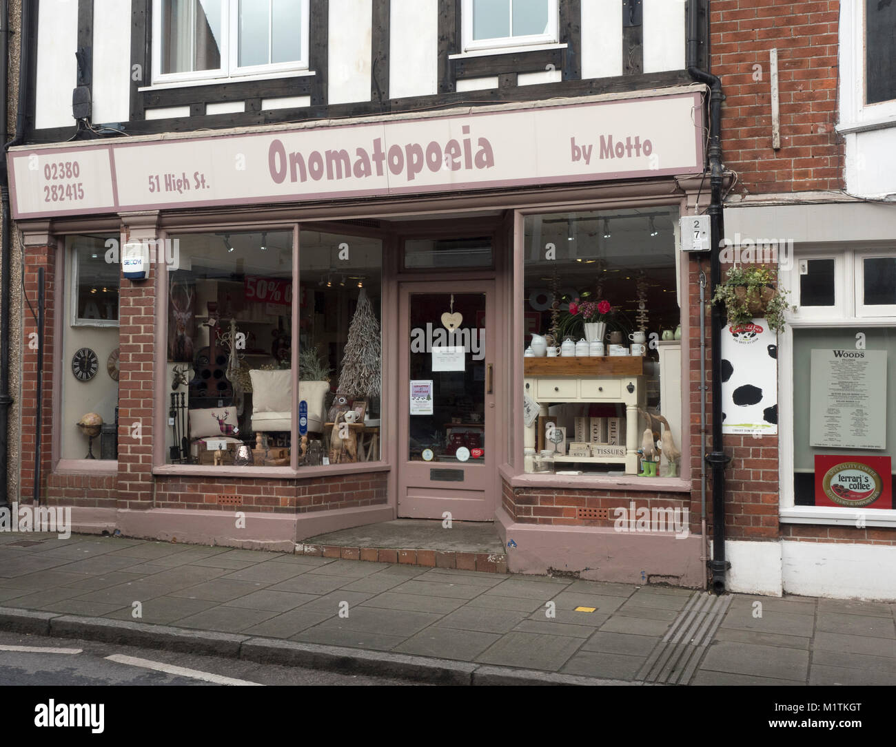 Shop in High Street, Lyndhurst, Hampshire, England. UK Stock Photo