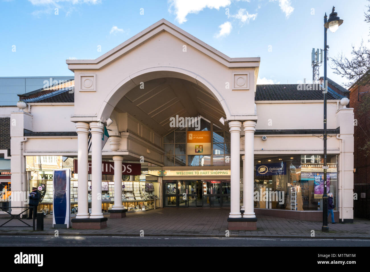 Entrance to the indoor Hart Shopping Centre on Fleet Road in Fleet, Hampshire, UK Stock Photo