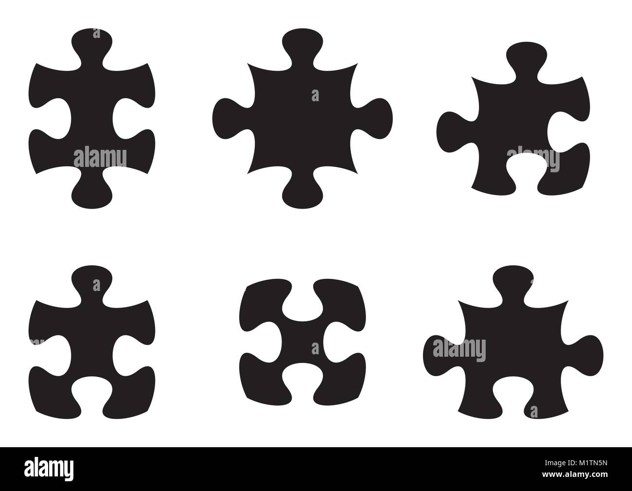 Set of black puzzle pieces on white background Stock Vector Image & Art ...