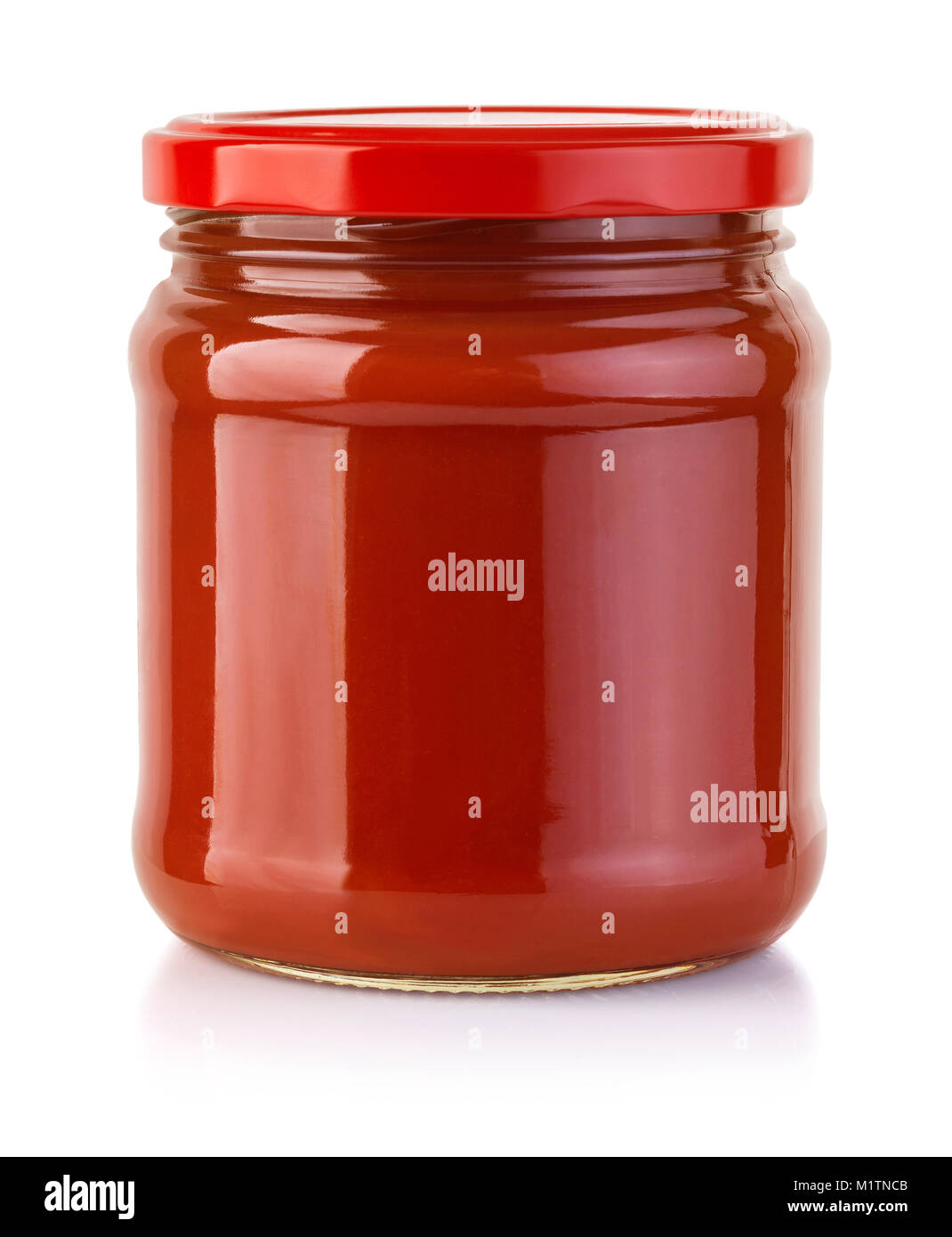 Tomato sauce jar on white background with clipping path Stock Photo Alamy