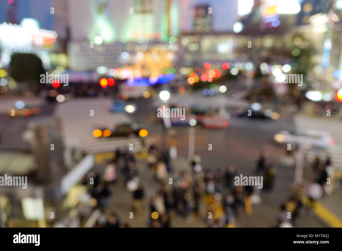 Blurred abstract image of pedestrians at Shibuya crossing in Tokyo, Japan. Stock Photo
