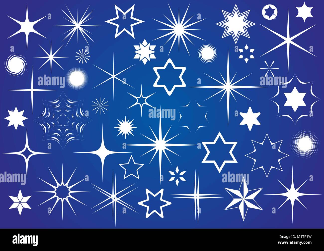 Various white vector stars collection on white background Stock Vector