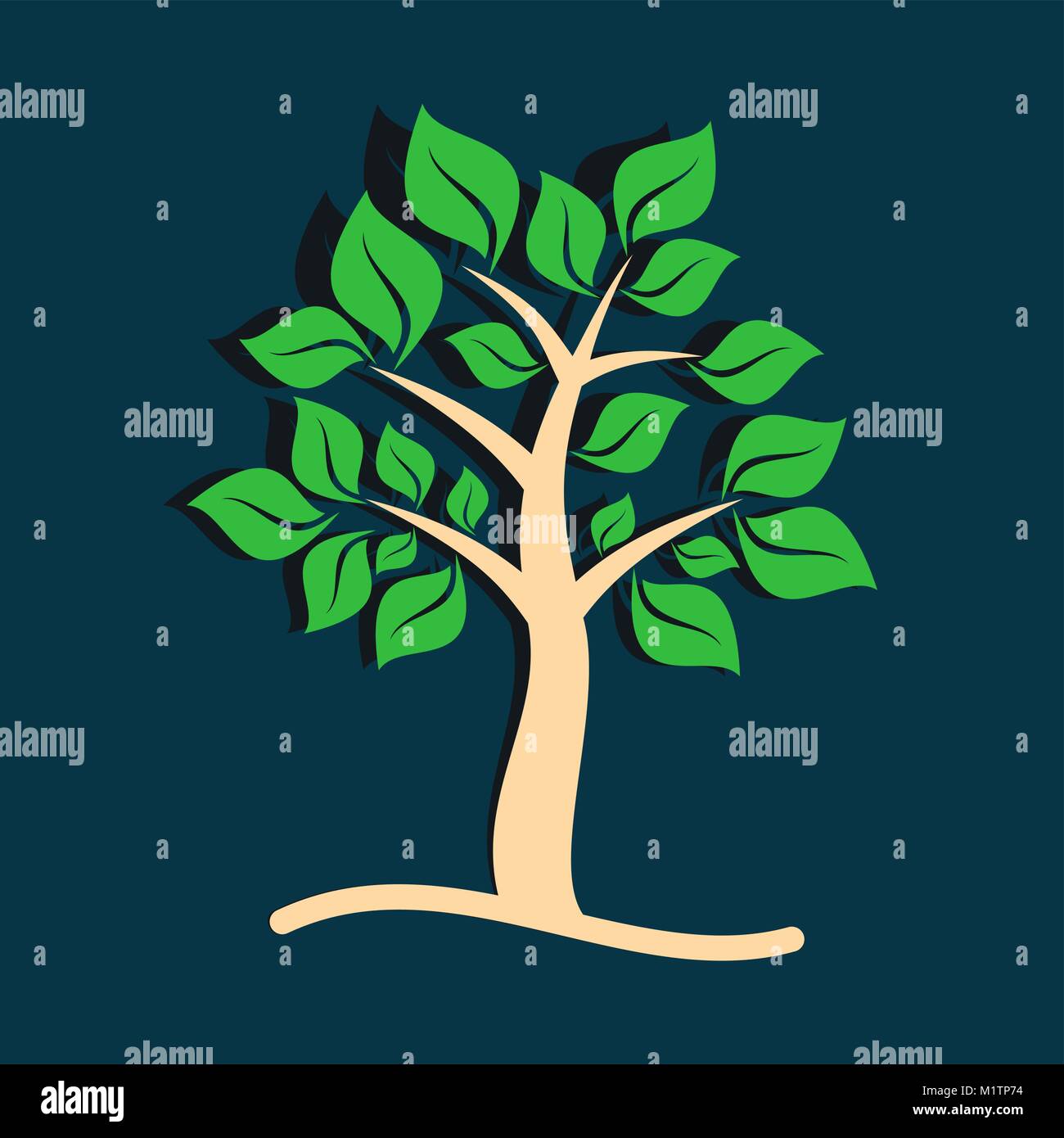 Beautiful brown tree with green leaves vector illustration Stock Vector