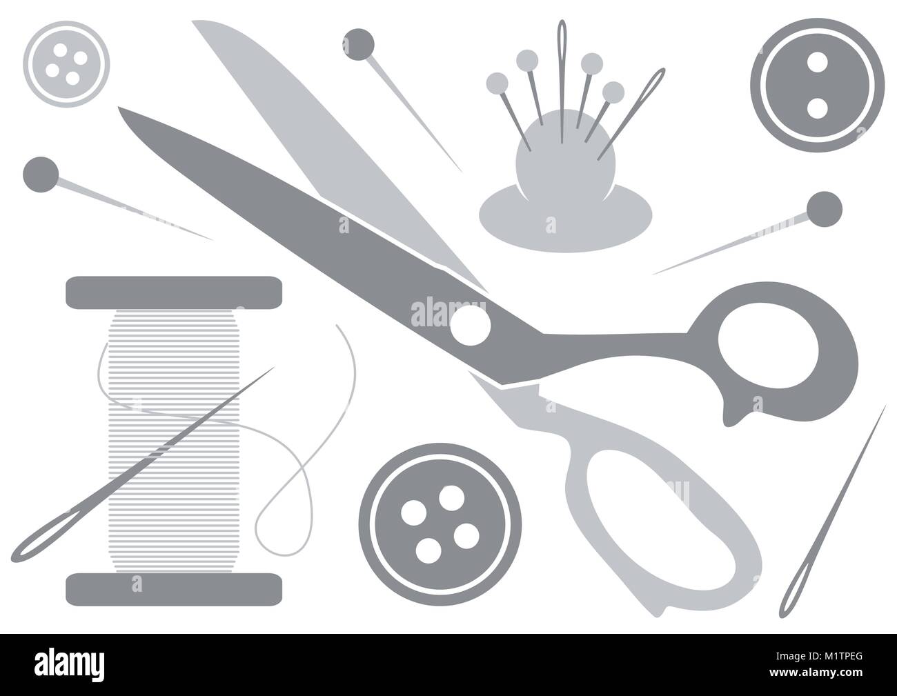 Grey vector sewing icons set on white background Stock Vector Image ...